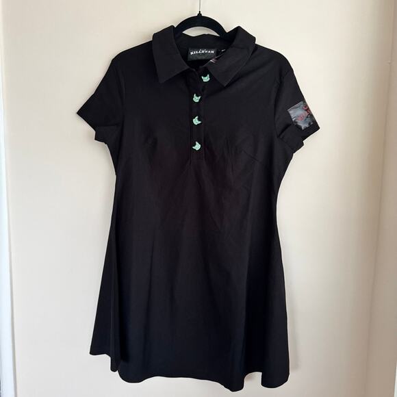 New Killstar Lil Vampurr Mini Shirt Dress Black Front Button Short Sleeve Sz XL - Picture 5 of 8
